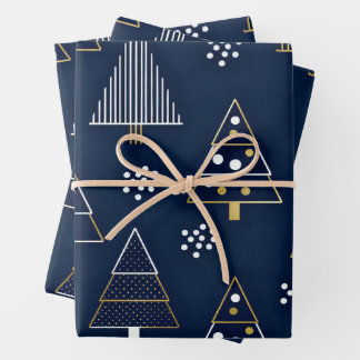 Hoja De Papel De Regalo Golden Blue Pine Holiday