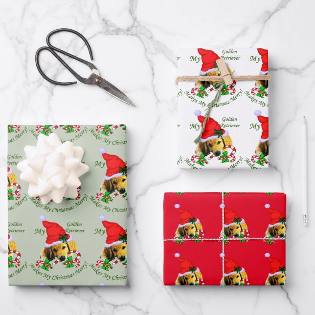 Hoja De Papel De Regalo Golden Retriever Puppy (Anverso)