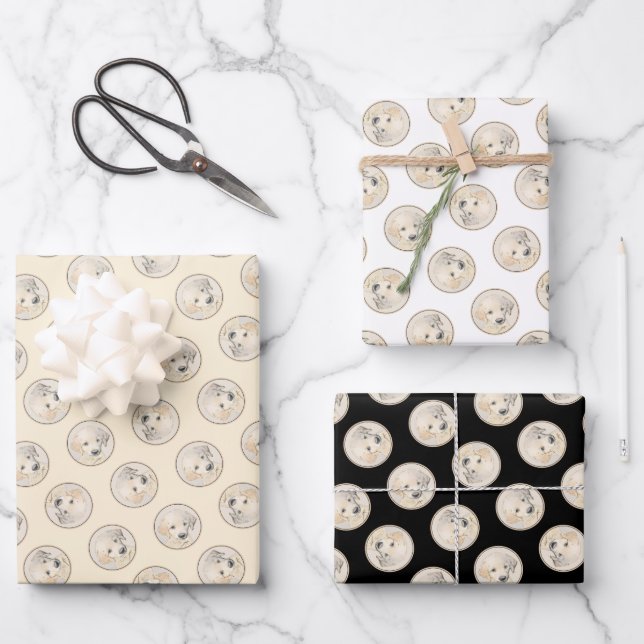 Hoja De Papel De Regalo Golden Retriever Puppy Pintura Original Perro Arte (Anverso)