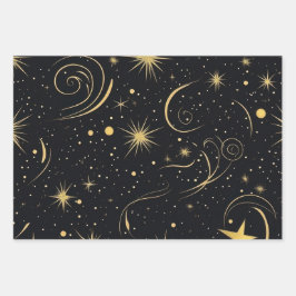 Hoja De Papel De Regalo Golden Starry Wrap