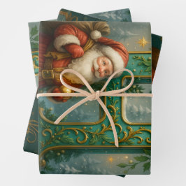 Hoja De Papel De Regalo  Goldenes Initial H  mit Weihnachtsmann und Krone 