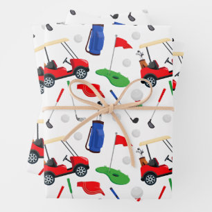 Hoja De Papel De Regalo Golf azul y verde rojo