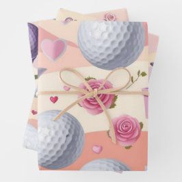 Hoja De Papel De Regalo Golf de temática rosa para Lady Golfer