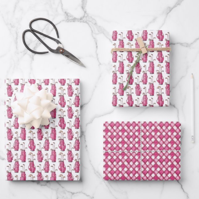 Hoja De Papel De Regalo Golf Femenino Rosa (Anverso)