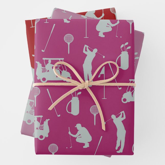 Hoja De Papel De Regalo Golf Golf Golf Golf Carro y Bolsa de Golf (In situ)