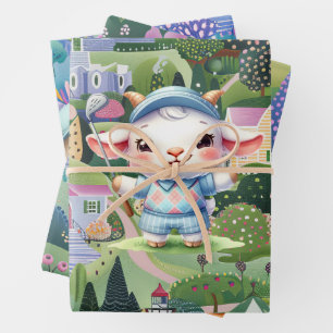 Hoja De Papel De Regalo Golfer con escenarios abstractos de golf para niño