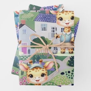 Hoja De Papel De Regalo Golfer con escenarios abstractos de golf para niño