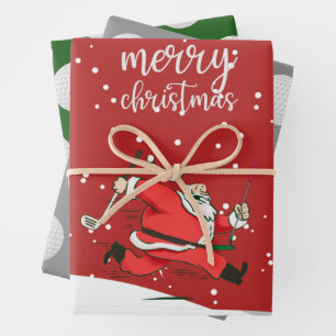 Hoja De Papel De Regalo Golfer Santa Claus golf Feliz Navidad