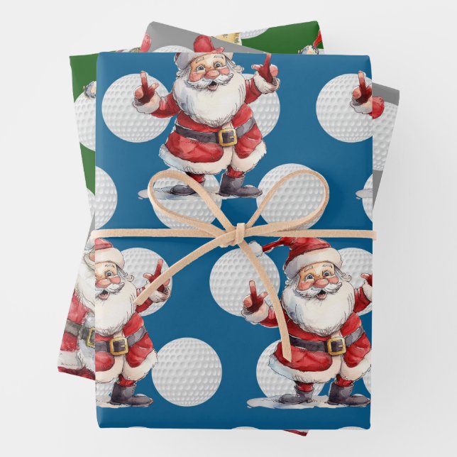 Hoja De Papel De Regalo Golfer Santa Claus golf Feliz Navidad (In situ)