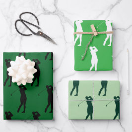 Hoja De Papel De Regalo Golfista en el Green