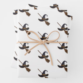 Hoja De Papel De Regalo Gorra de Brujas y Broomstick