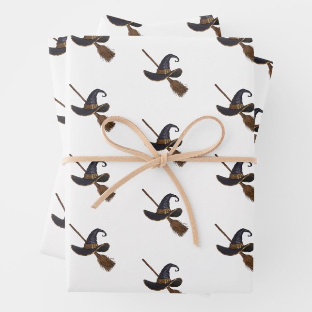 Hoja De Papel De Regalo Gorra de Brujas y Broomstick (In situ)