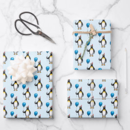 Hoja De Papel De Regalo Gorra de fiesta de globo de pingüino