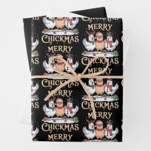 Hoja De Papel De Regalo Gorra de Santa Navidad de Pollo Feliz Chickmas Gra