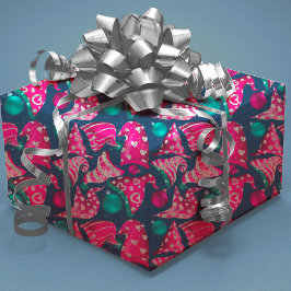 Hoja De Papel De Regalo Gorras purpurinas gnomes de lujo rosa faux Navidad