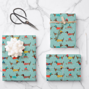 Hoja De Papel De Regalo Gorrito Reno Navidad Dachshund con Jersey 