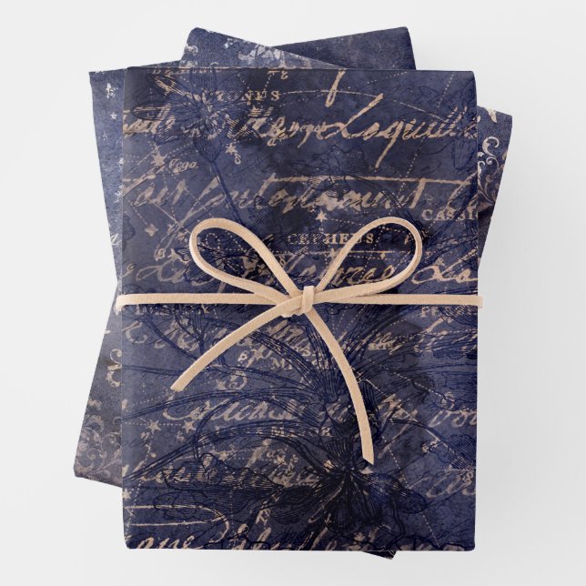 Hoja De Papel De Regalo Gothic Grunge Indigo  (In situ)