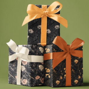 Hoja De Papel De Regalo Gótico Cuervo Floral de Cuervo  