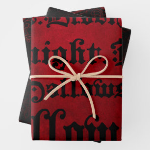 Hoja De Papel De Regalo Gótico Rojo y Negro Grunge