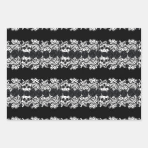 Hoja De Papel De Regalo Gótico: rosas, encajes y cráneos