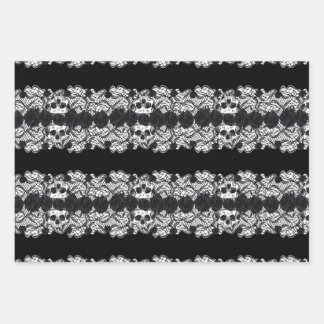 Hoja De Papel De Regalo Gótico: rosas, encajes y cráneos