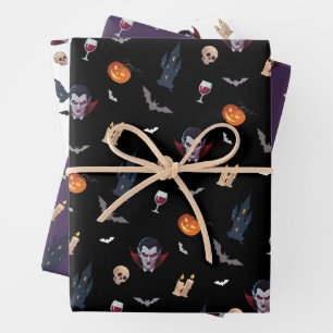 Hoja De Papel De Regalo 🧛 ♂️ Gótico Vampire Halloween Black Wrap 🎁 🖤
