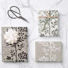 Hoja De Papel De Regalo Graceful Floral Silhouettes Minimalist Botanicals