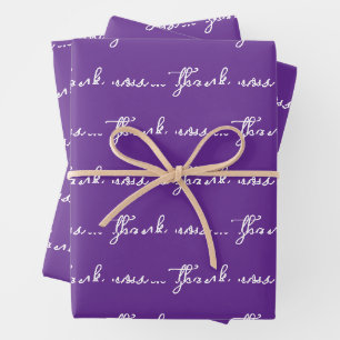 HOJA DE PAPEL DE REGALO GRACIAS PERSONALIZADAS ESTILO MODERNO PURPURA