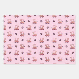 Hoja De Papel De Regalo Graciosa colección de jirafas - rosa