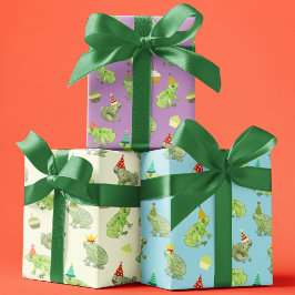 Hoja De Papel De Regalo Graciosas Ranas De Cumpleaños Toads Cute Ilustrada