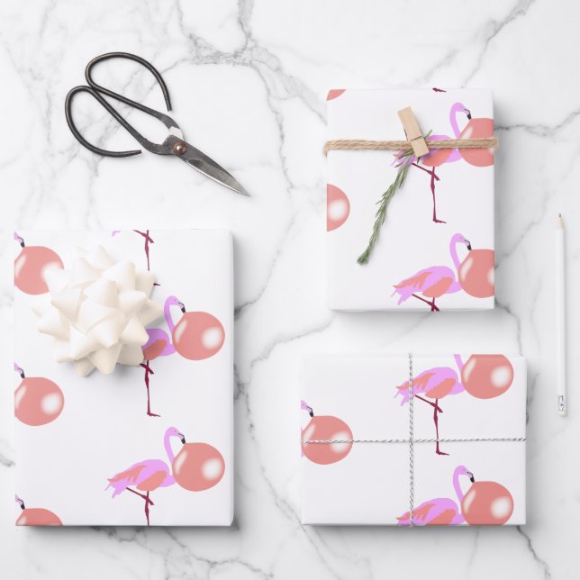 Hoja De Papel De Regalo Gracioso Flamingo De Goma De Burbuja Con Burbuja (Anverso)