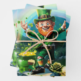 Hoja De Papel De Regalo Gracioso leprechaun feliz