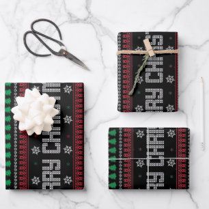 Hoja De Papel De Regalo Gracioso patrón de Navidad de Ugly Merry