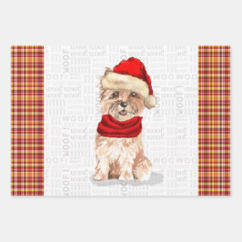 Hoja De Papel De Regalo Gracioso perro Navidad de Cairn y lugar de vacacio