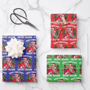 Hoja De Papel De Regalo Gracioso regalo de Santa Trump