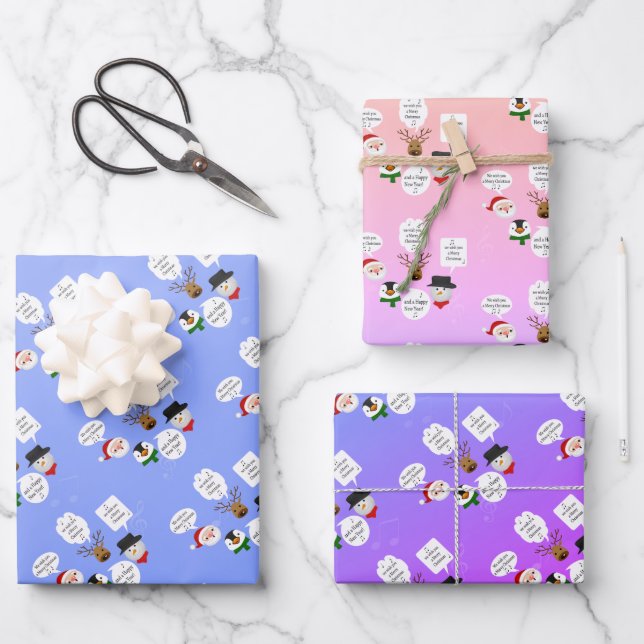 Hoja De Papel De Regalo Gracioso Te deseamos una Feliz Navidad (Anverso)