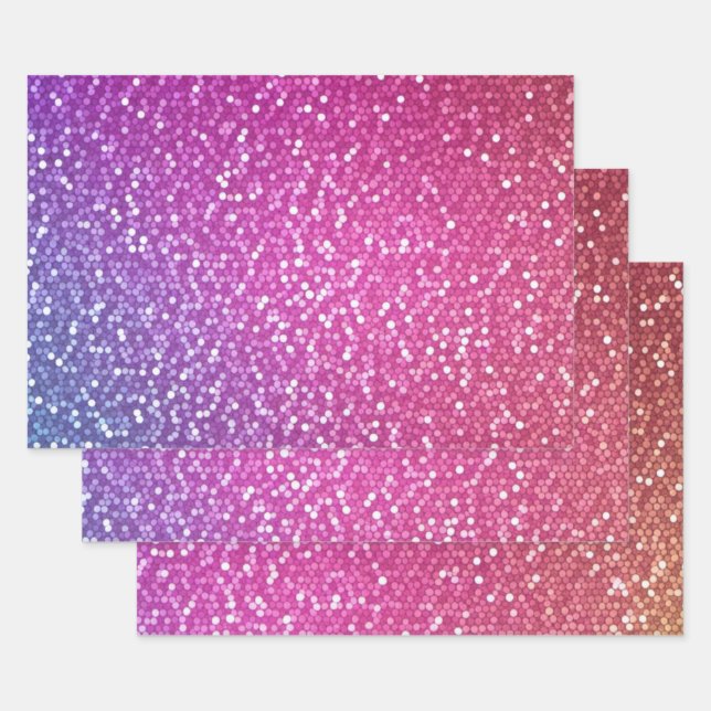 Hoja De Papel De Regalo Gradiente de arcoiris Purpurina exagerado (Set)