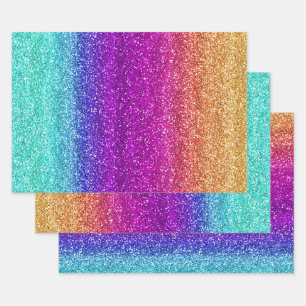 Hoja De Papel De Regalo Gradiente de brillo de arcoíris brillante