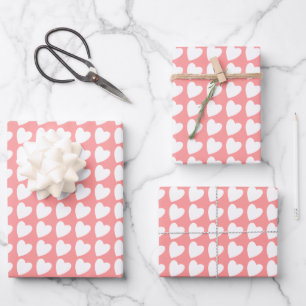 Hoja De Papel De Regalo Gradiente de Patrón de Corazón Rosa y Blanco de Mo