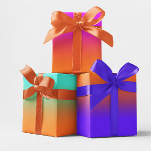 Hoja De Papel De Regalo Gradiente moderno turquesa rosa morado y Naranja