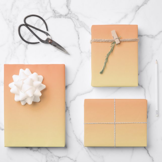 Hoja De Papel De Regalo Gradiente naranja y amarillo (Anverso)