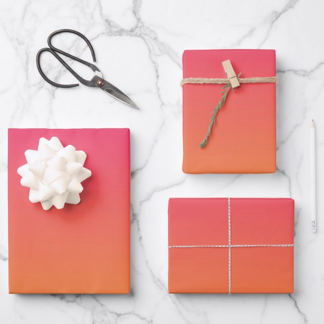 Hoja De Papel De Regalo Gradiente rosa y naranja (Anverso)