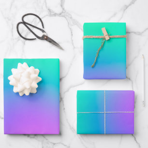 Hoja De Papel De Regalo Gradiente unicornio violento púrpura verde 