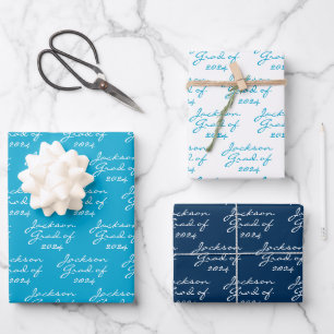 Hoja De Papel De Regalo Grado personalizado de la Marina Blue de la Marina