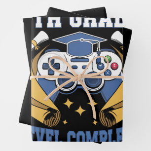 Hoja De Papel De Regalo Graduación de jugador de juegos completa de nivel 