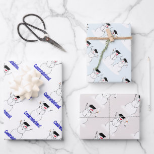 Hoja De Papel De Regalo Graduación de muñeco de nieve 