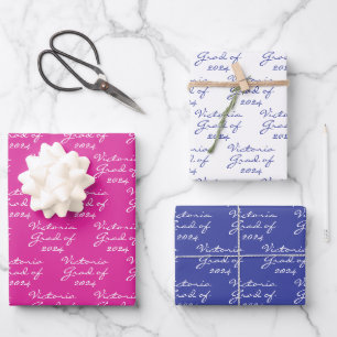 Hoja De Papel De Regalo Graduación Grado Personalizado de Lavanda Rosa