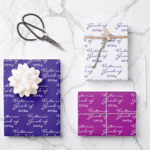 Hoja De Papel De Regalo Graduación Grado Personalizado Purple Magenta
