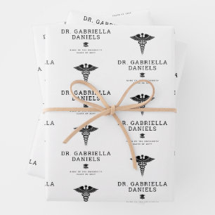Hoja De Papel De Regalo Graduación personalizada de médico de escuela de m