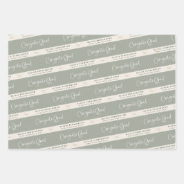 Hoja De Papel De Regalo Graduación personalizada de Sage Green